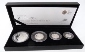 Royal Mint four coin silver proof 2012 Britannia set,