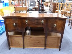 Georgian mahogany sideboard with shaped front and lion mask handles W150 x D57 x H93cm