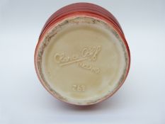 Clarice Cliff vase decorated with boats on a red ground, no 692 to base,