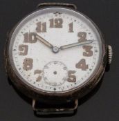 Silver military style gentleman's wristwatch with inset subsidiary seconds dial, luminous hands,