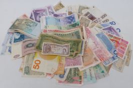 World bank notes, approximately 75 in total,