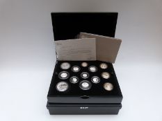 Royal Mint 2017 UK silver proof coin set comprising 13 coins in de luxe case with certificate