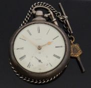 William Alexander of Hexham hallmarked silver pair cased pocket watch with subsidiary seconds dial,