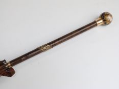 Victorian parasol with spherical porcelain handle decorated with Queen Victoria portrait and cipher