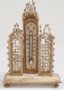 Napoleonic prisoner of war or similar pierced and carved bone thermometer,