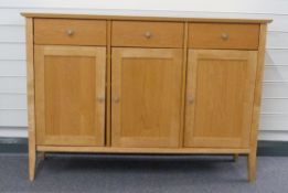 Contemporary light oak sideboard W124 x D41 x H87cm