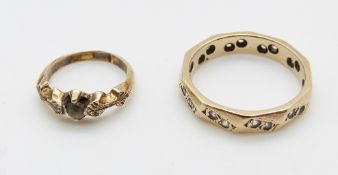 A 9ct gold eternity ring and a Victorian child's ring