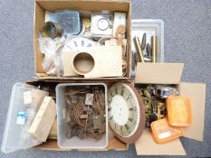 Quantity of clock parts including chapter ring, dials, movements,
