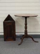 19thC circular mahogany table H69cm and a small corner cupboard