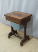 A 19thC flame mahogany work or sewing table,