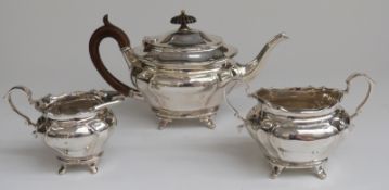 Victorian Carrington & Co hallmarked silver three piece teaset London 1899,