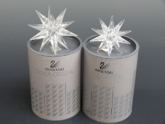 Set of two graduated Swarovski Crystal cut glass Star Candle Holders, largest 13.