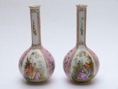 A pair of Dresden vases,