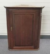 Georgian inlaid oak hanging corner cupboard H101cm