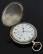 Zenith full hunter keyless winding silver pocket watch with arrow hour markers,