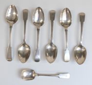 Six various Georgian hallmarked silver dessert spoons including a pair by William Bateman and a