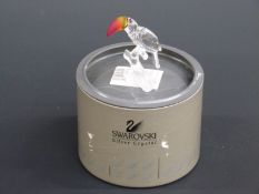 Swarovski Crystal cut glass Toucan with coloured beak, 8cm tall,