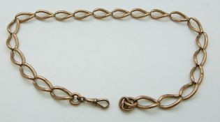 A 9ct rose gold fob chain of large links, 38.