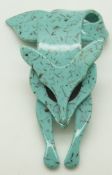 Lea Stein brooch in the form of a fox in turquoise, 9 x 5.