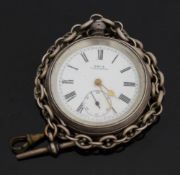 Kay's Triumph hallmarked silver open faced pocket watch with inset subsidiary seconds dial,