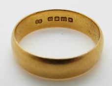 A 22ct gold wedding ring/ band, London 1869, size S/T, 6.