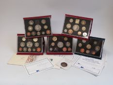 Royal Mint UK proof coin sets 1995 through to 1999,