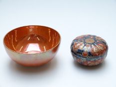 Carltonware lustre pedestal bowl and Imari covered dish