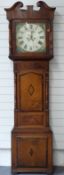 Heywood Wrexham 19thC oak and mahogany eight day cottage style longcase clock,