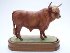 Royal Worcester Highland Bull on plinth by Doris Lindner