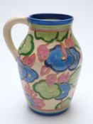 Clarice Cliff Newport Pottery Bizarre jug in Blue Chintz pattern,