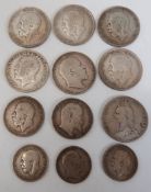 A small collection of pre 1920 UK silver coinage to include Victoria Jubilee head half crown,