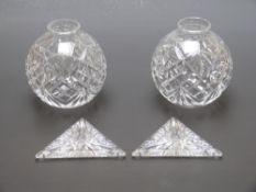 A pair of Waterford Crystal light shades with two 2009 Times Square New Year's Eve replica panels