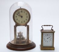 ACC French late 19th/early 20thC brass carriage clock in corniche style case,