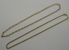 A 9ct gold belcher chain and a 9ct gold rope twist necklace, 4.
