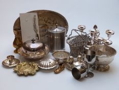 Quantity of silver plate including galleried tray, candelabras,