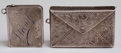 George V hallmarked silver and enamel novelty stamp case formed as a book, Birmingham 1911,