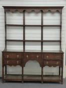 Georgian oak dresser with plate rack top,