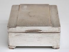 Art Deco hallmarked silver cigarette box, marks rubbed,