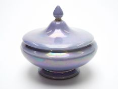 Ruskin Pottery purple lustre lidded pot impressed 1922 to base,
