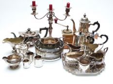 Quantity of silver plated items including salver, teaware, Walker and Hall,