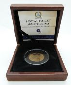Bradford Exchange 9ct gold coin commemorating Armistice Day, 4g,