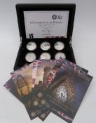 Royal Mint 'A Celebration of Britain' comprising six £5 silver proof coins,