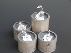 Four Swarovksi Crystal Ducks, largest 7cm tall,