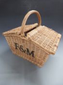 Fortnum and Mason wicker hamper or basket,