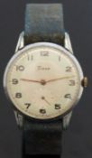 Timor stainless steel gentleman's wristwatch with two-tone face, inset subsidiary seconds dial,