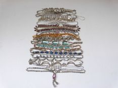 Sixteen paste necklaces including 1950s and 1930s examples