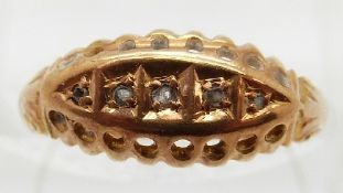Victorian 18ct gold ring set with five diamonds, Birmingham 1893,