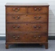 Georgian oak chest of two over three graduated drawers W99 x D55 x H100cm