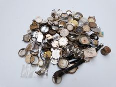 Large quantity of mainly wristwatch parts to include movements, cases,