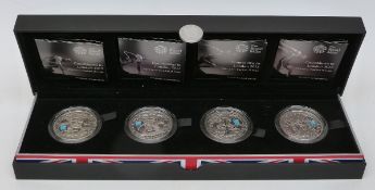 Royal Mint countdown to London Olympics silver proof coin set; 2009, 2010, 2011 and 2012,